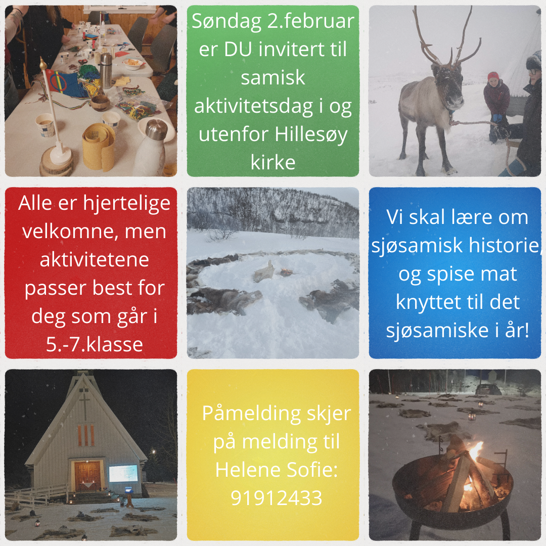 Bildemosaikk med tekstinfo som i tittel og assorterte illustrasjonsbilder